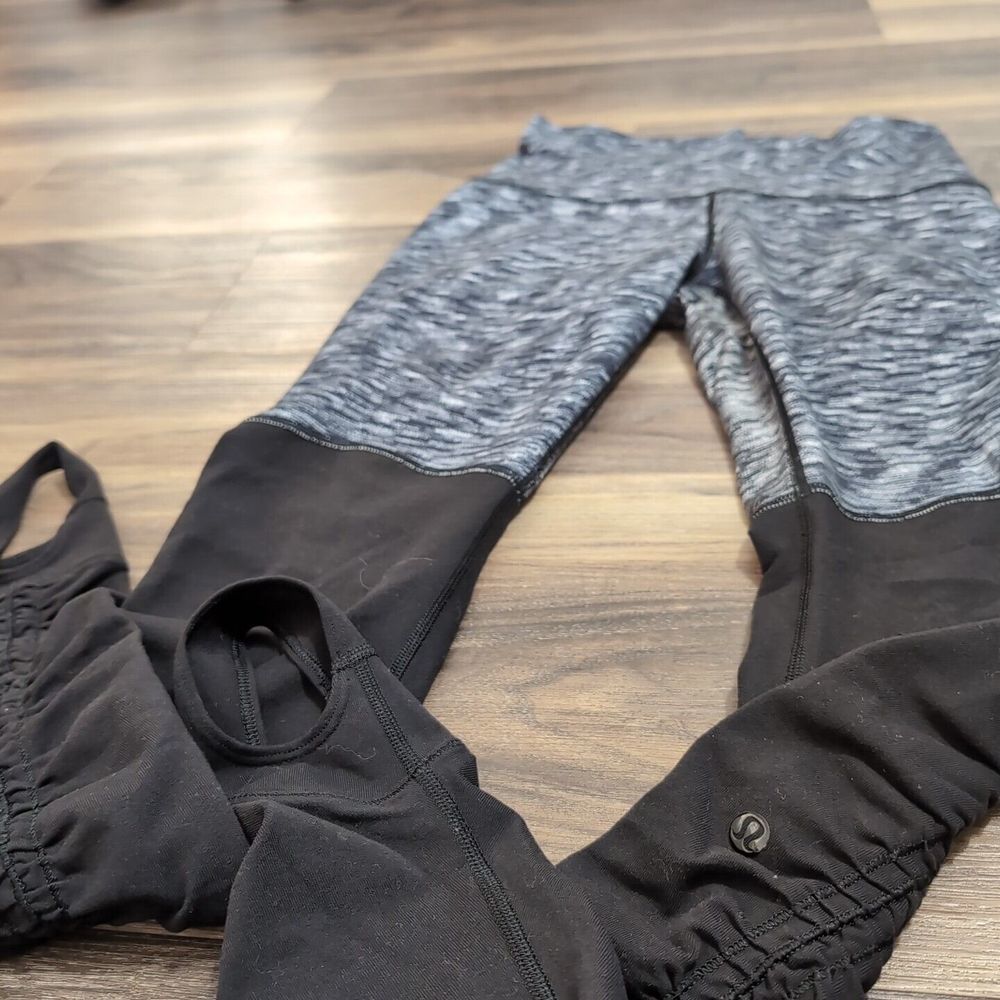 Lululemon Wunder Under Stirrup Legging in Dramatic Static White sz 6 Yoga Dance